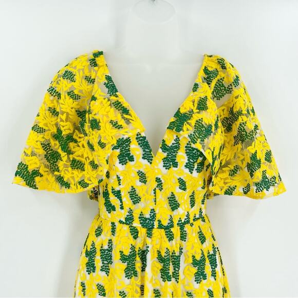 Dress the Population Yellow and Green Midi Dress - Picture 3 of 12